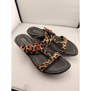 Donald J Pliner Italian leopard fur and ruby buckle Slides Camia Size 7 Sandals